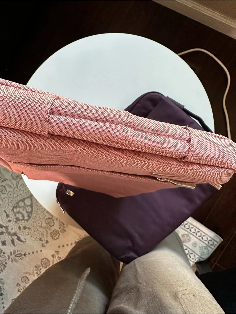 Laptop Bag in Light Pink and purple - Dual Laptop Sleeve with Front Zip